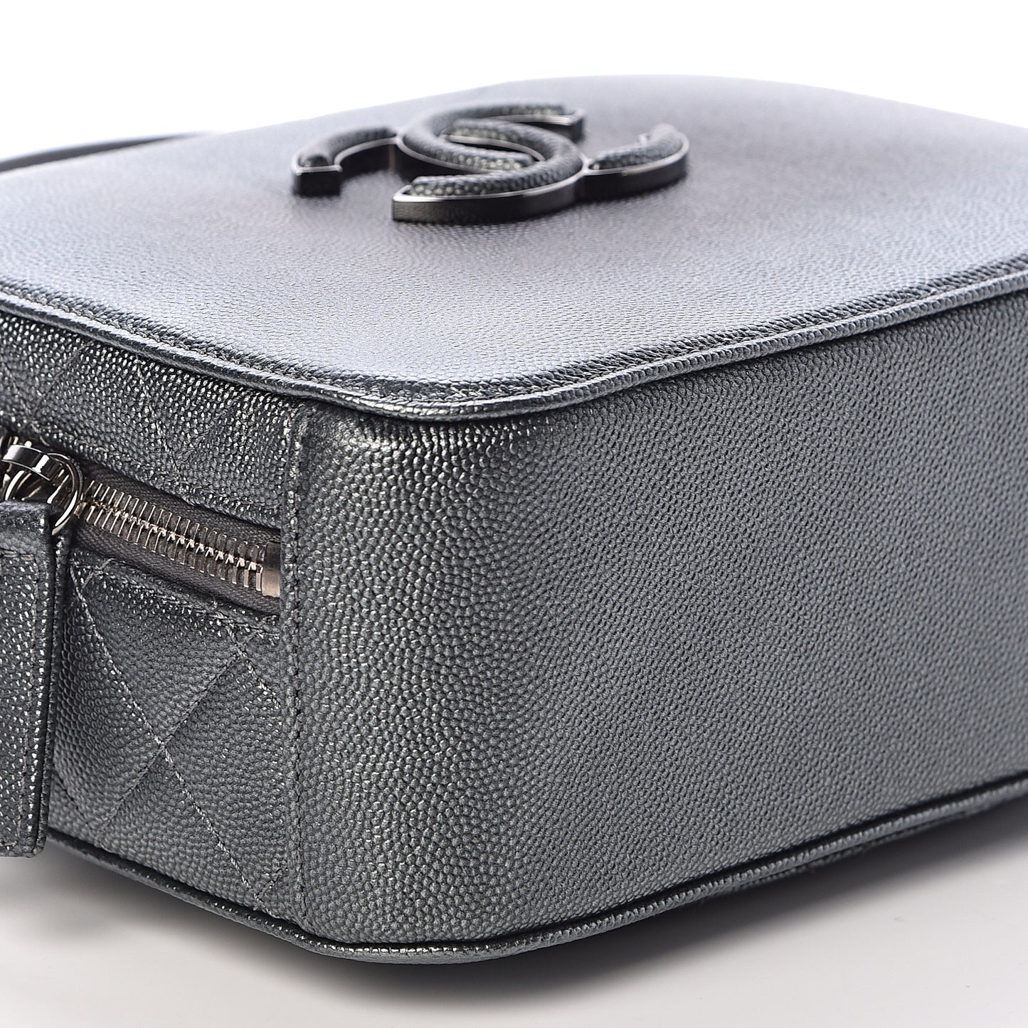 Metallic Caviar Small Coco Curve Vanity Bag Black Ruthenium