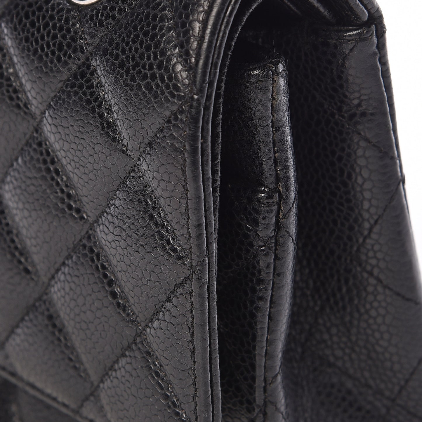 Caviar Quilted Medium Double Flap Black