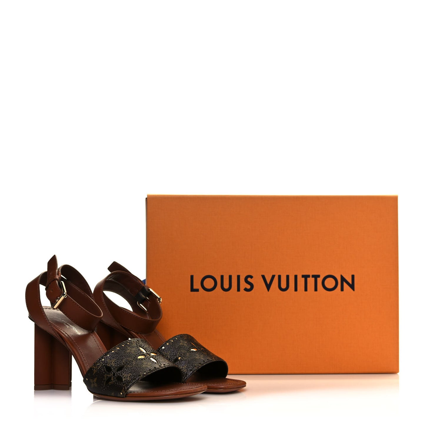 Calfskin Perforated Monogram Silhouette Sandals 37 Gold