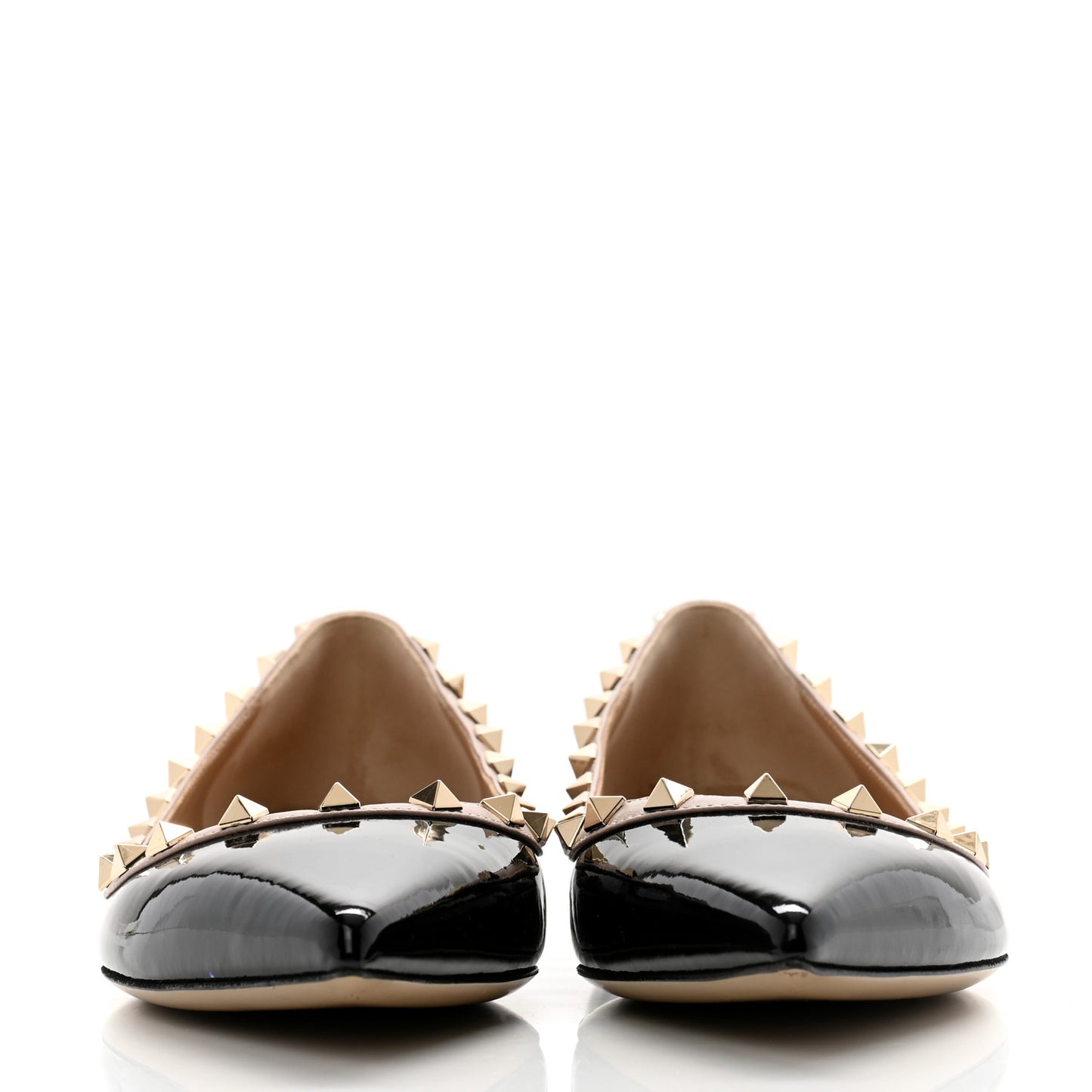 Patent Nappa Rockstud Ballerina Flats 41 Black Poudre
