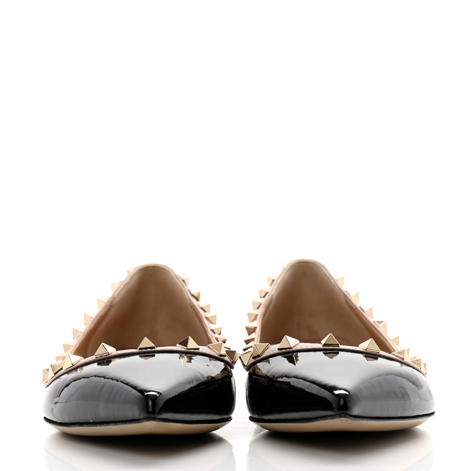 Valentino Garavani Patent Nappa Rockstud Ballerina Flats 41 Black Poudre 2 of 10