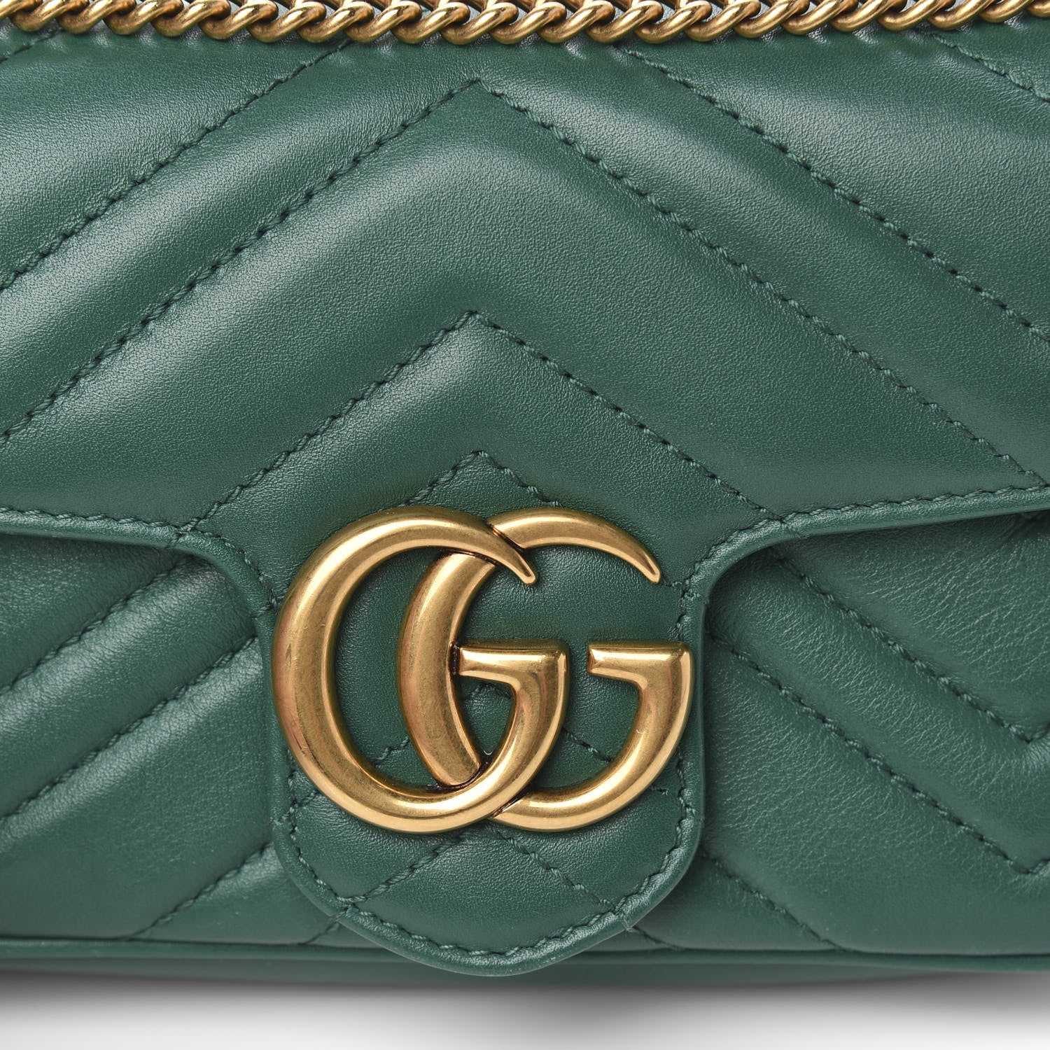Gucci Calfskin Matelasse Super Mini GG Marmont Shoulder Bag Emerald Green 13 of 13