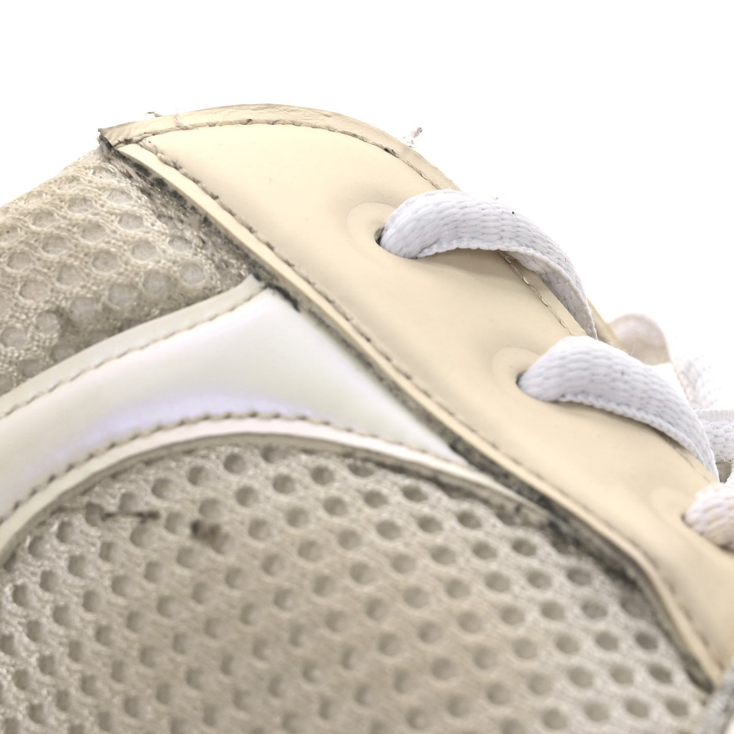 Fabric Laminated Calfskin Stretch CC Sneakers 39.5 Ivory White Silver