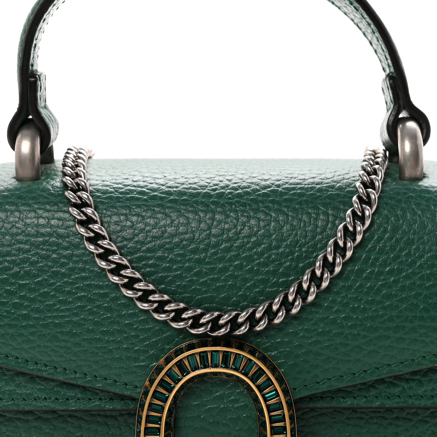 Dollar Calfskin Crystal Mini Dionysus Top Handle Bag Emerald