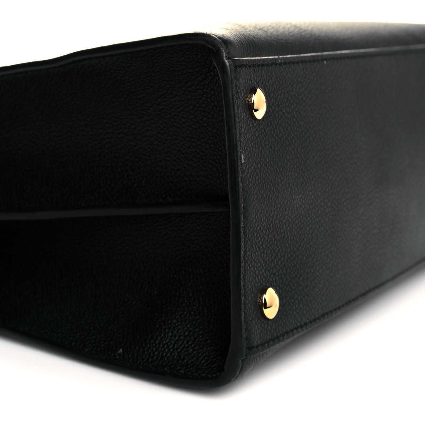 Grainy Calfskin Medium Title Bag Black