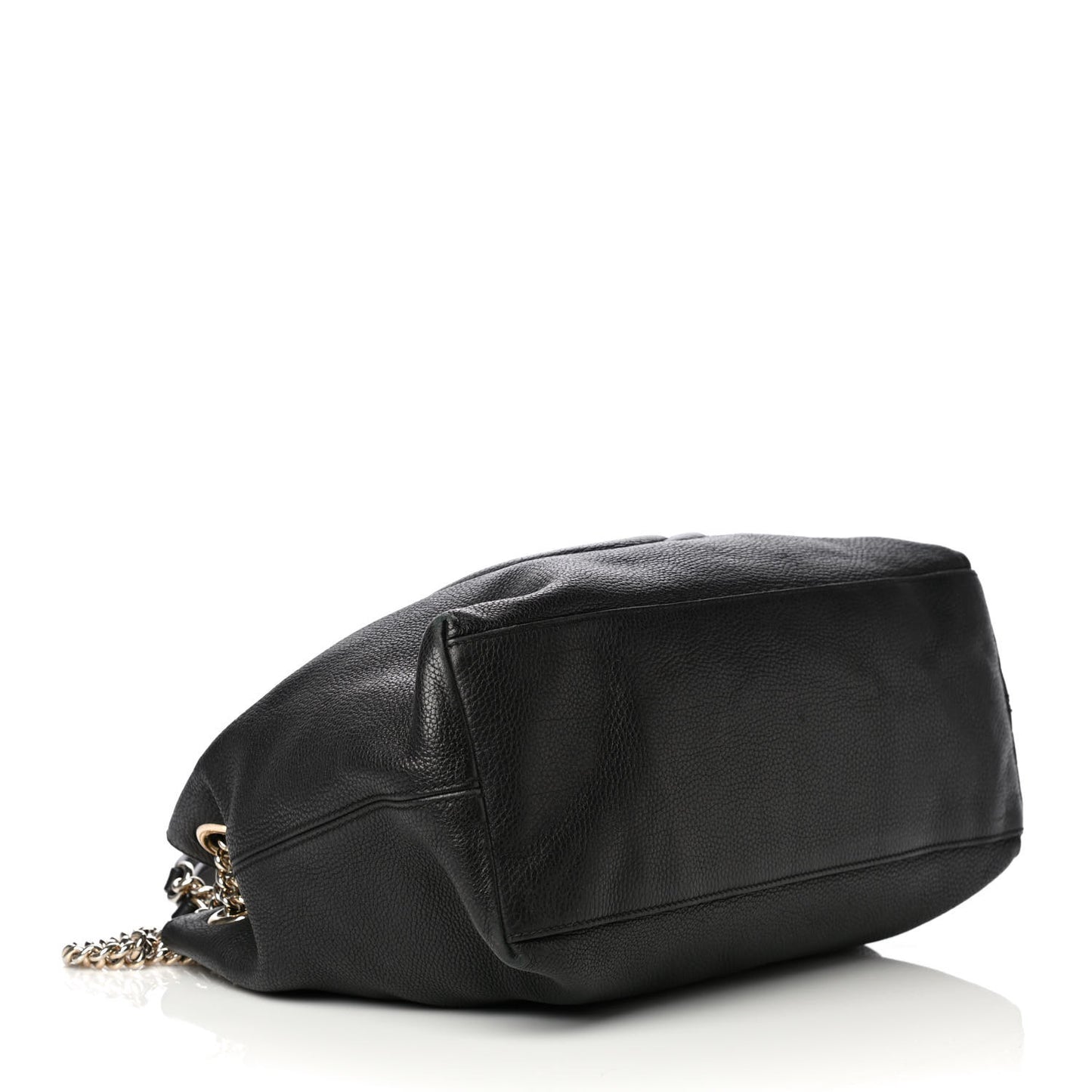 Pebbled Calfskin Medium Soho Chain Shoulder Bag Black