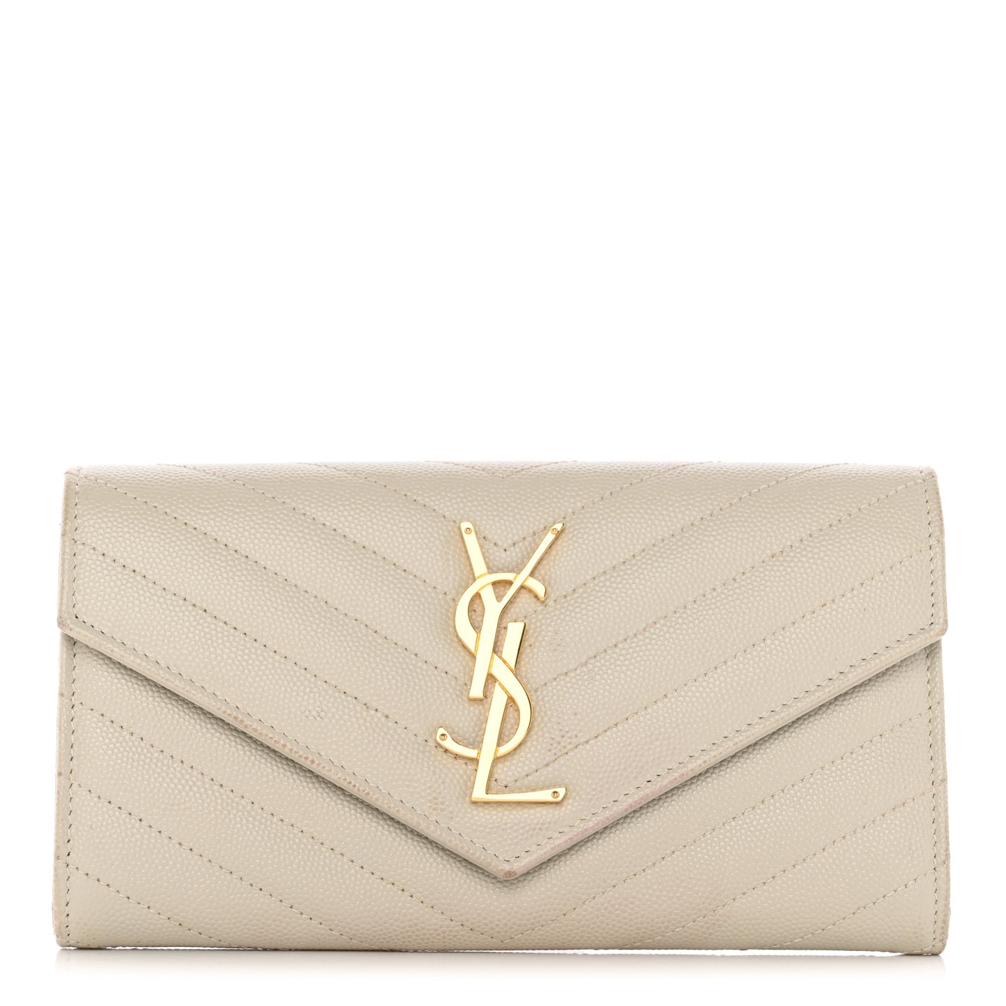 Grain De Poudre Matelasse Chevron Monogram Flap Wallet Crema Soft