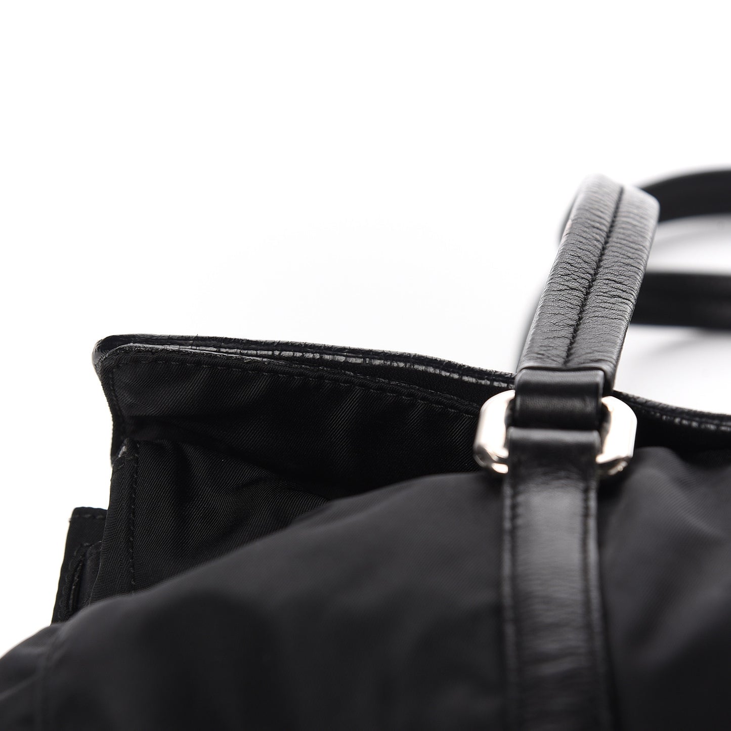 Soft Calfskin Tessuto Nylon Shoulder Bag Black