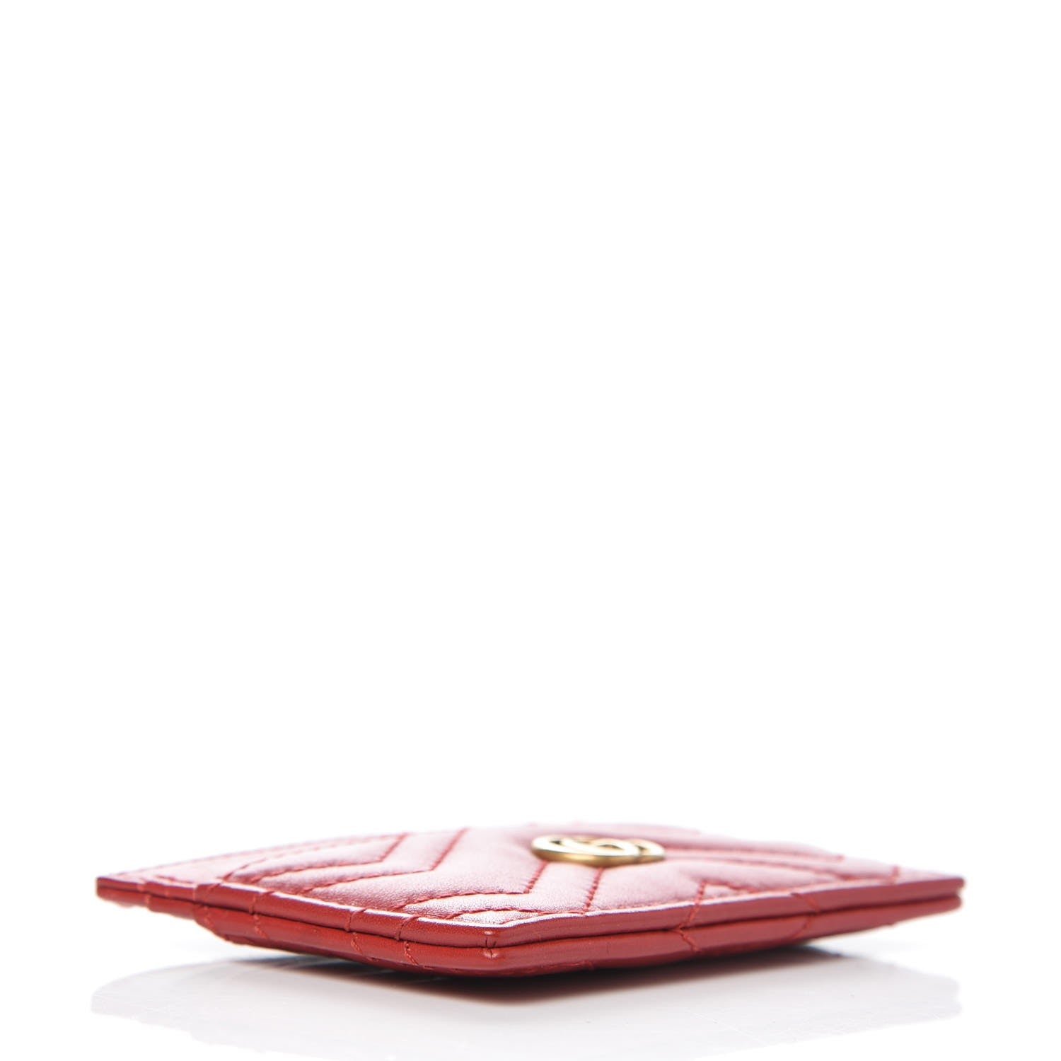 Gucci Calfskin Matelasse GG Marmont Card Holder Hibiscus Red 4 of 6