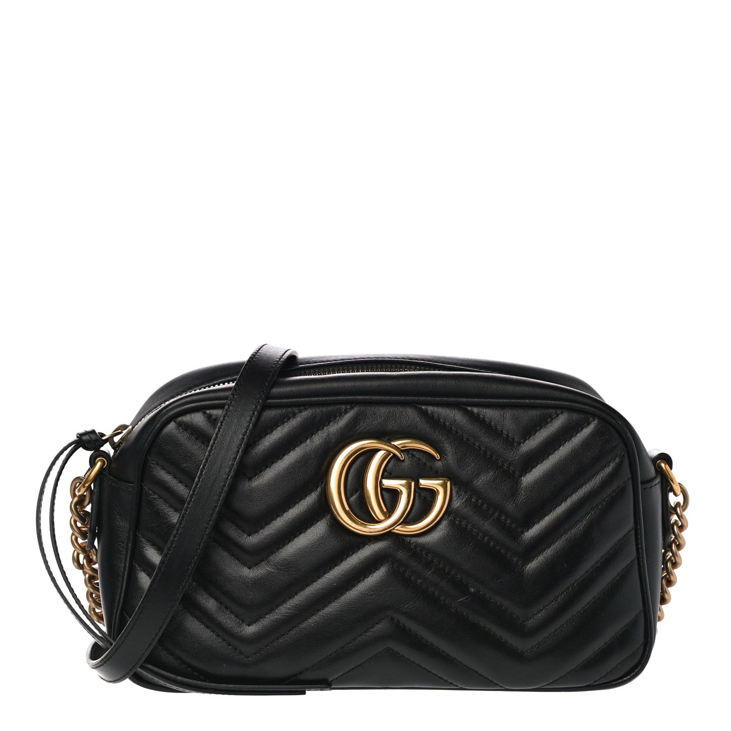 Calfskin Matelasse Small GG Marmont Chain Shoulder Bag Black