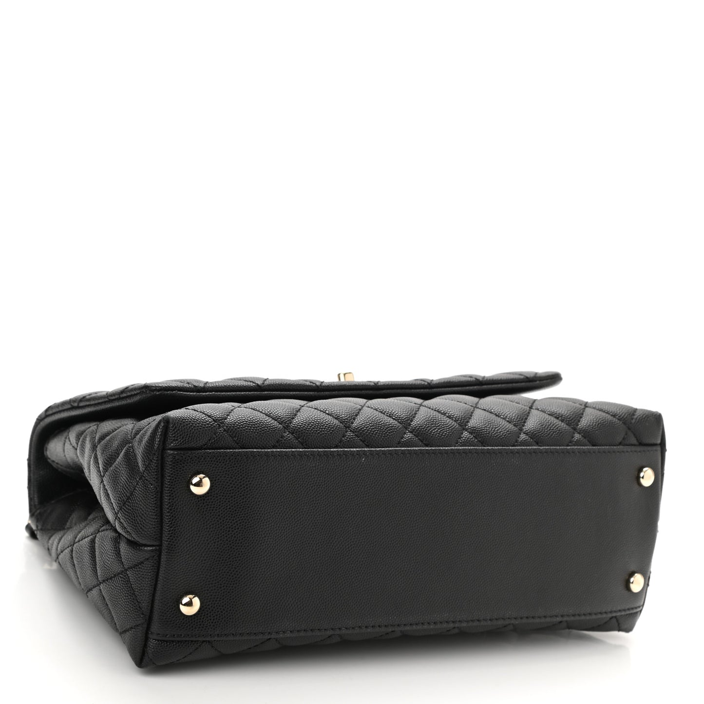 Caviar Quilted Small Coco Handle Flap Black