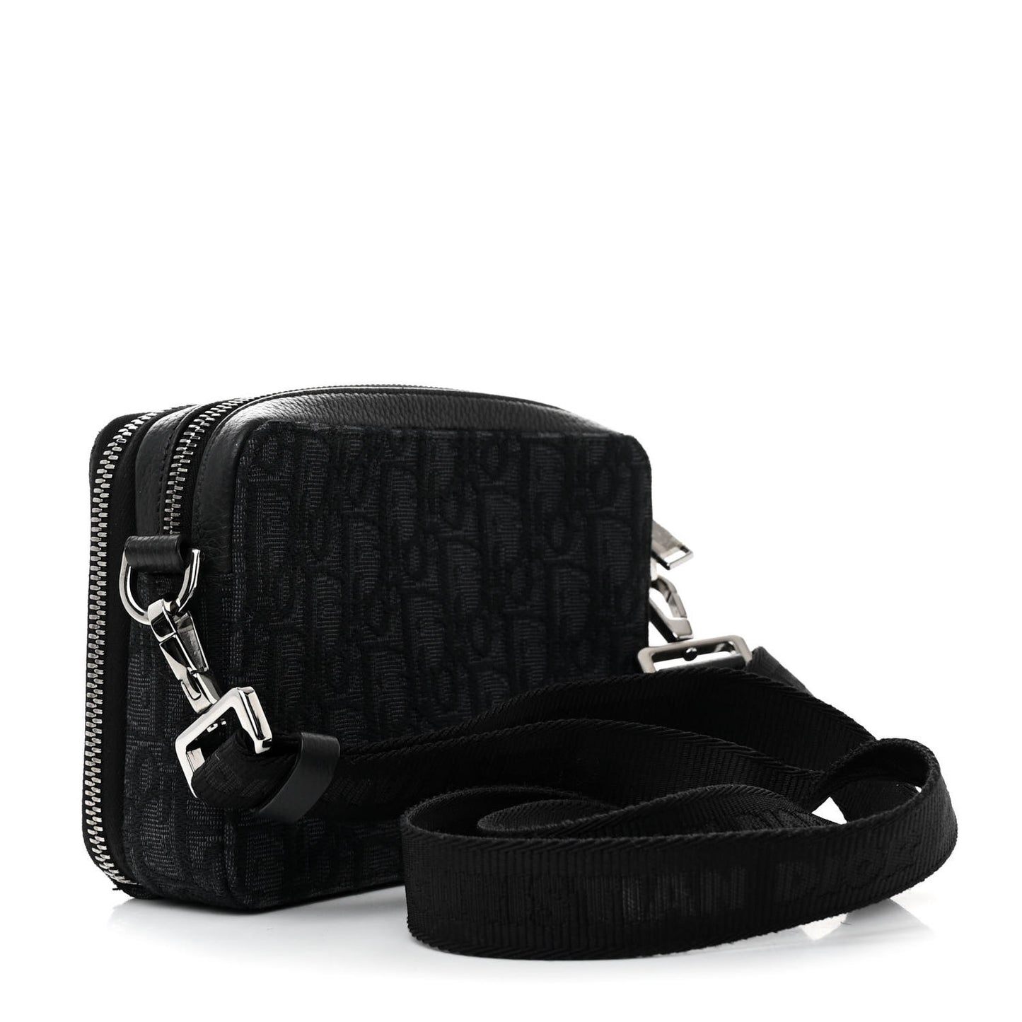 Oblique Zipped With Strap Pouch Black