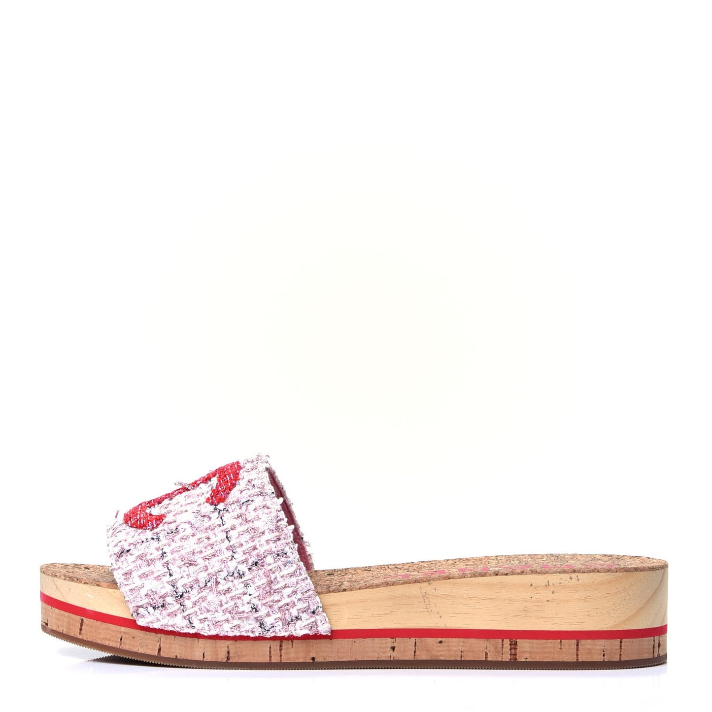 Tweed Lambskin Logo Mules 41 Pink Red