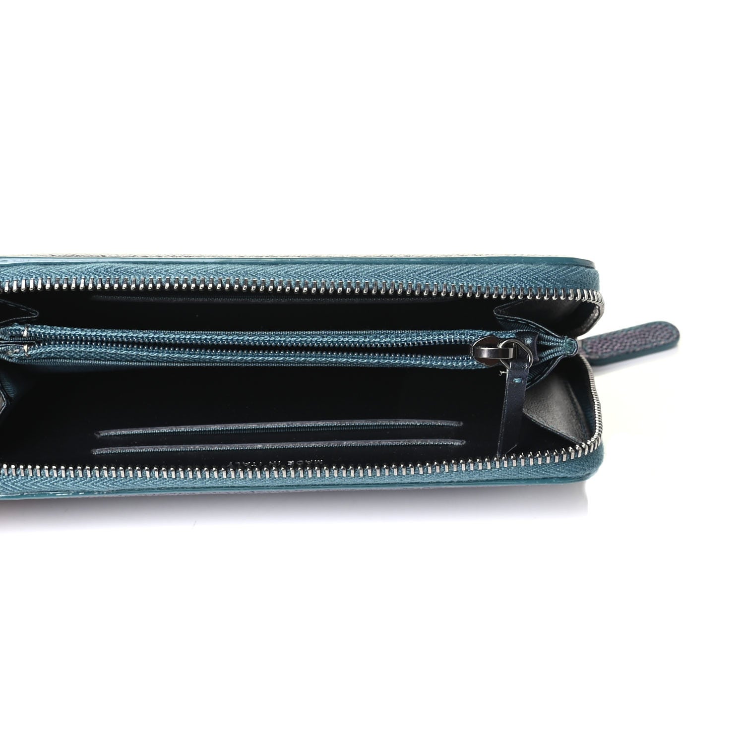 Chanel Iridescent Caviar Quilted Medium Filigree Zip Around Wallet Dark Turquoise 3 of 4