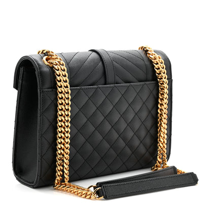 Saint Laurent Grain De Poudre Textured Mixed Matelasse Triquilt Medium Monogram Satchel Black 3 of 11
