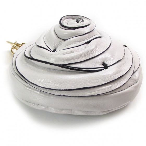 Leather Rosette Small Chain Strap Bag White