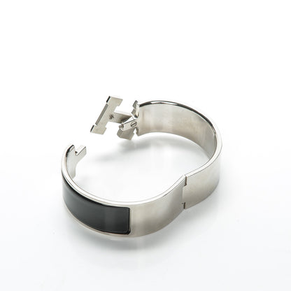 Hermes Enamel Wide Clic Clac H Bracelet GM Black 3 of 4
