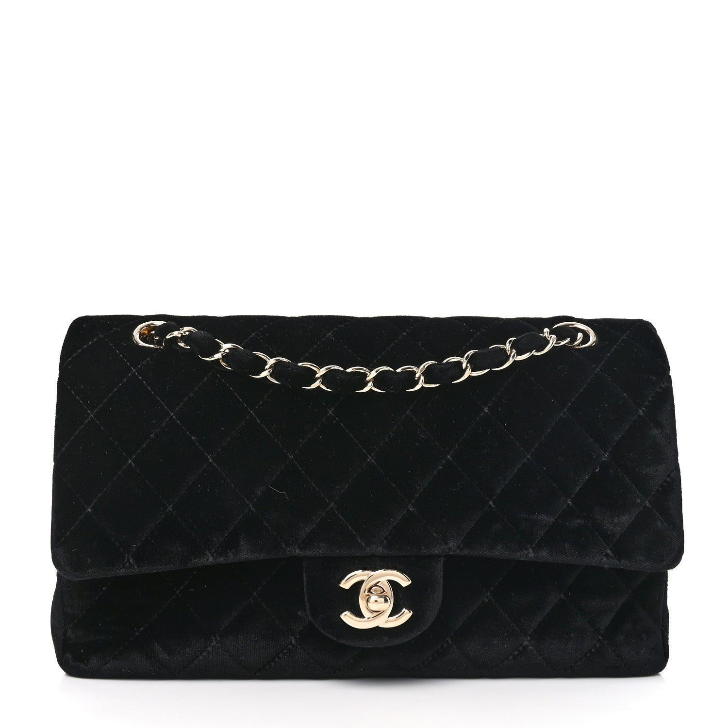 Chanel Velvet Quilted Medium Double Flap Black 1 of 9