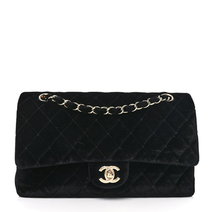 Chanel Velvet Quilted Medium Double Flap Black 1 of 9