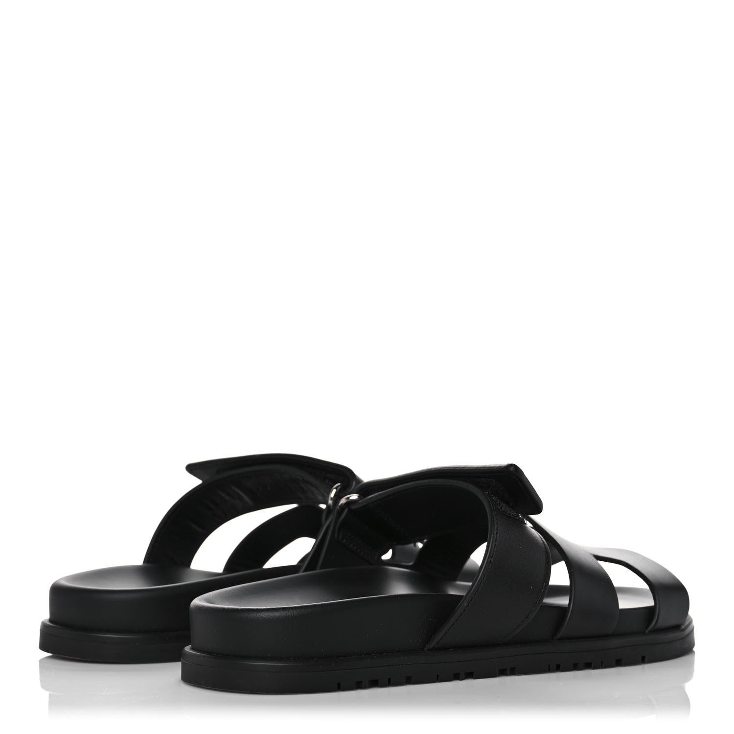 Hermes Calfskin Womens Chypre Sandals 37 Black 4 of 8
