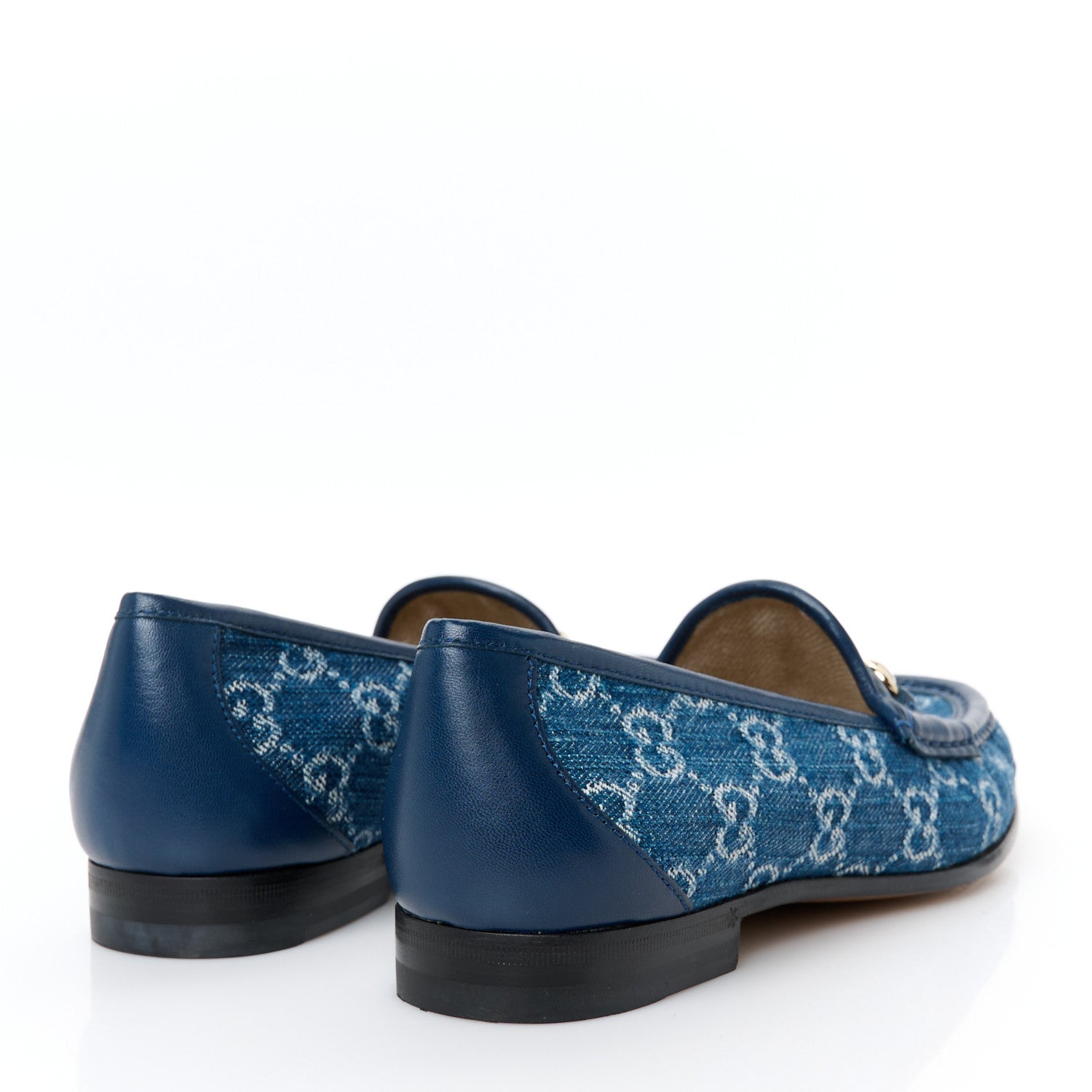 Gucci New Denim GG Malaga Kid Womens Horsebit Loafers 37 Blue Agata 5 of 9