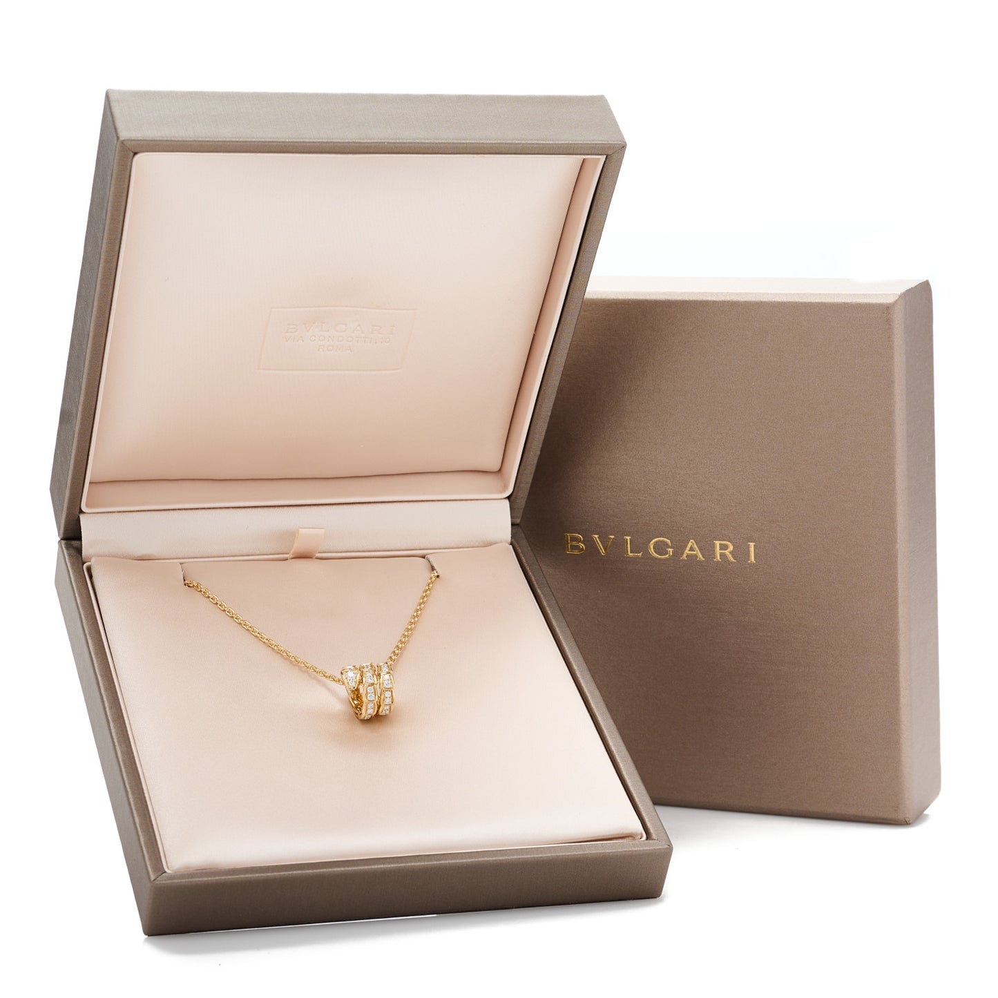 18K Yellow Gold Diamond Serpenti Viper Pave Pendant Necklace