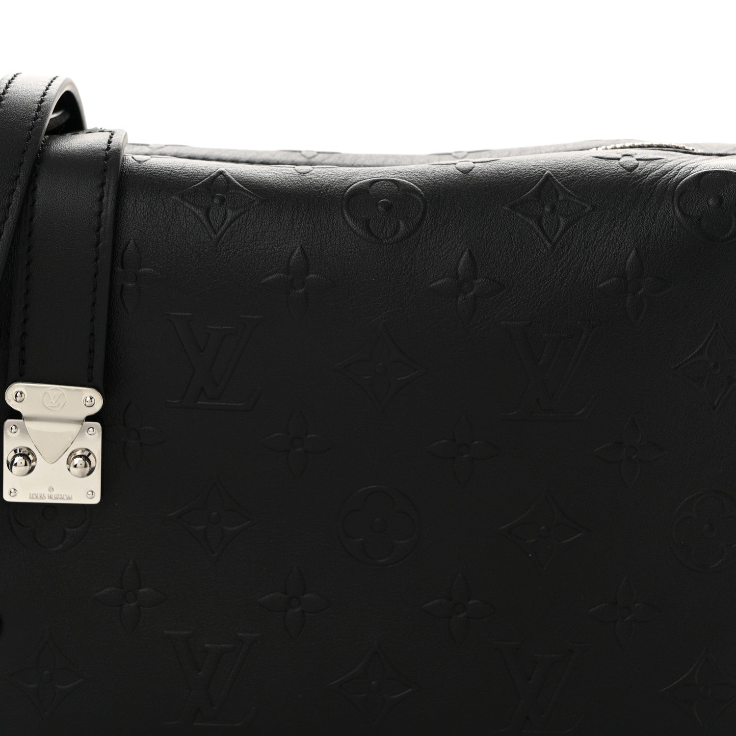 Louis Vuitton Calfskin Debossed Monogram Side Trunk Black 7 of 9