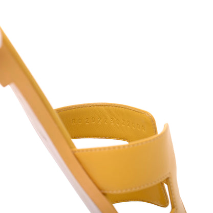 Hermes Calfskin Oran Sandals 37 Jaune Citron 8 of 9