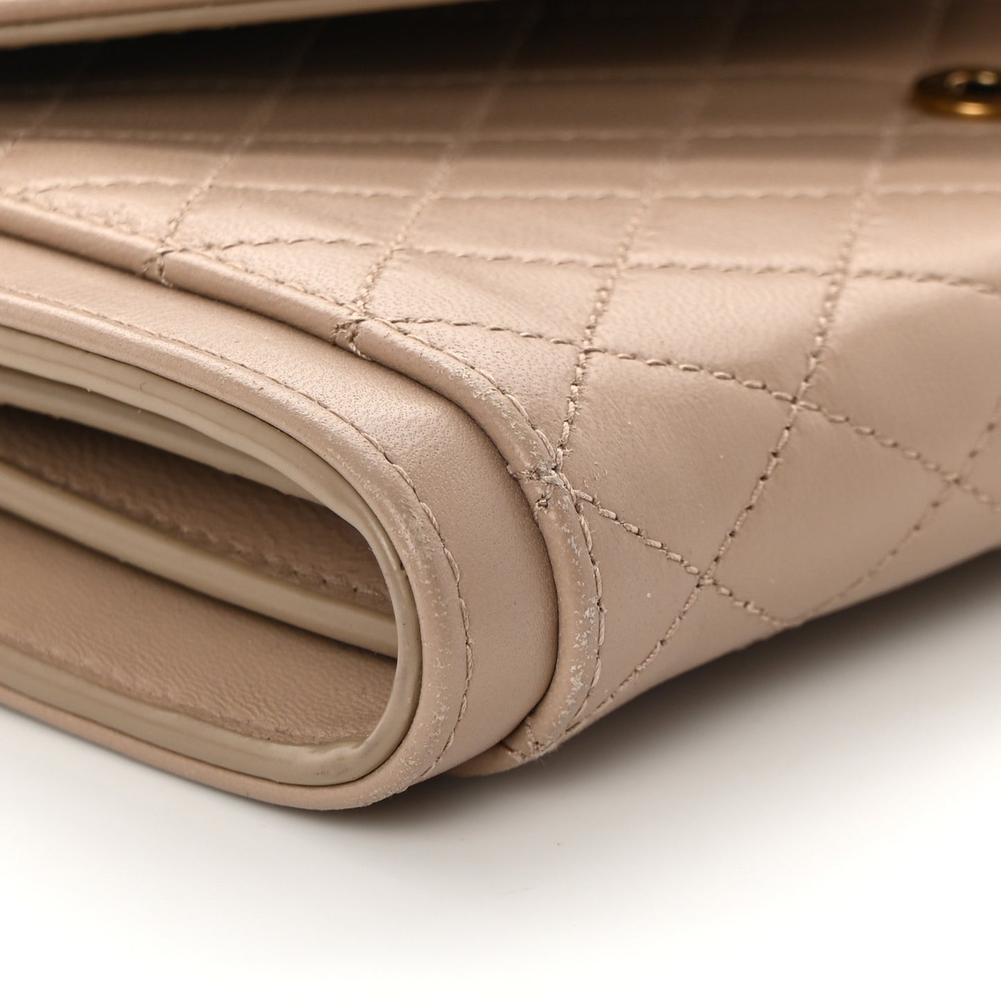 Lambskin Quilted Monogram Large Gabbie Flap Wallet Dark Beige