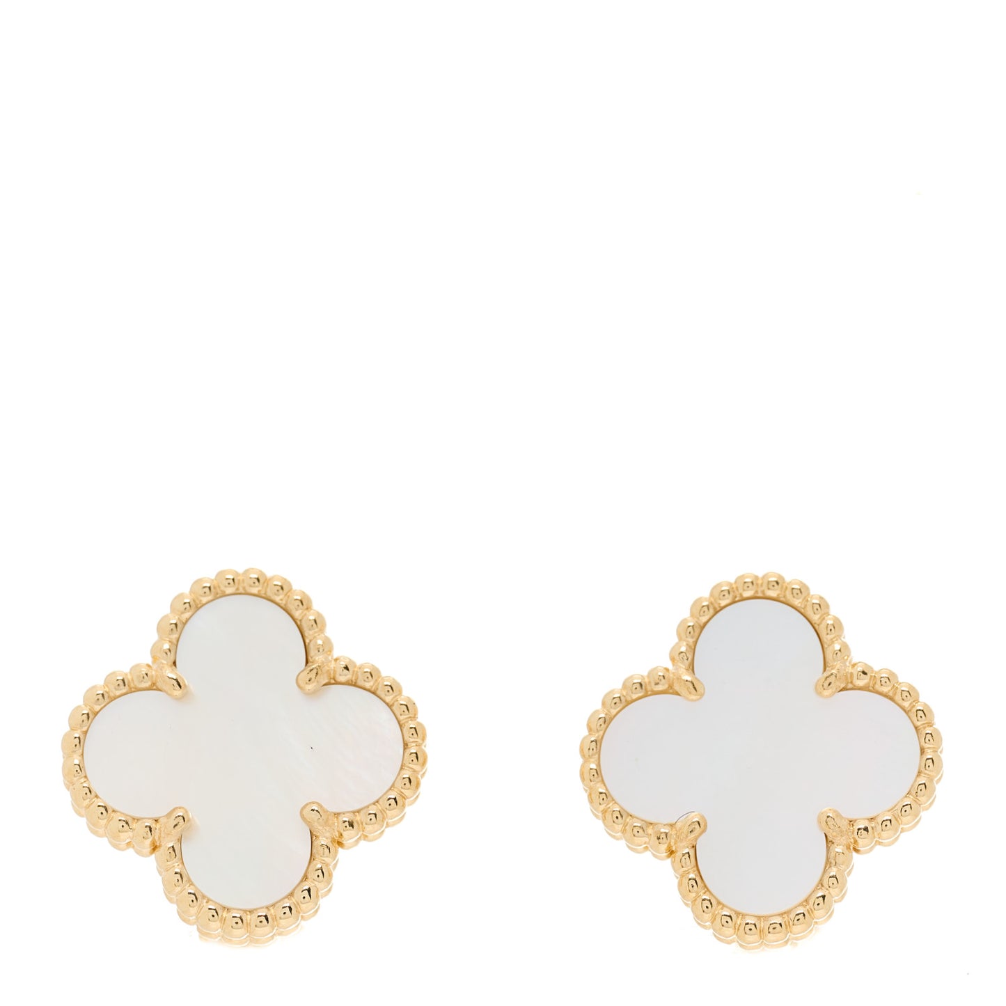 18K Yellow Gold Mother of Pearl Vintage Alhambra Earrings