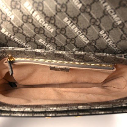 Gucci X BALENCIAGA GG Supreme Monogram Logo Print Horsebit 1955 Shoulder Bag Beige Ebony 5 of 9