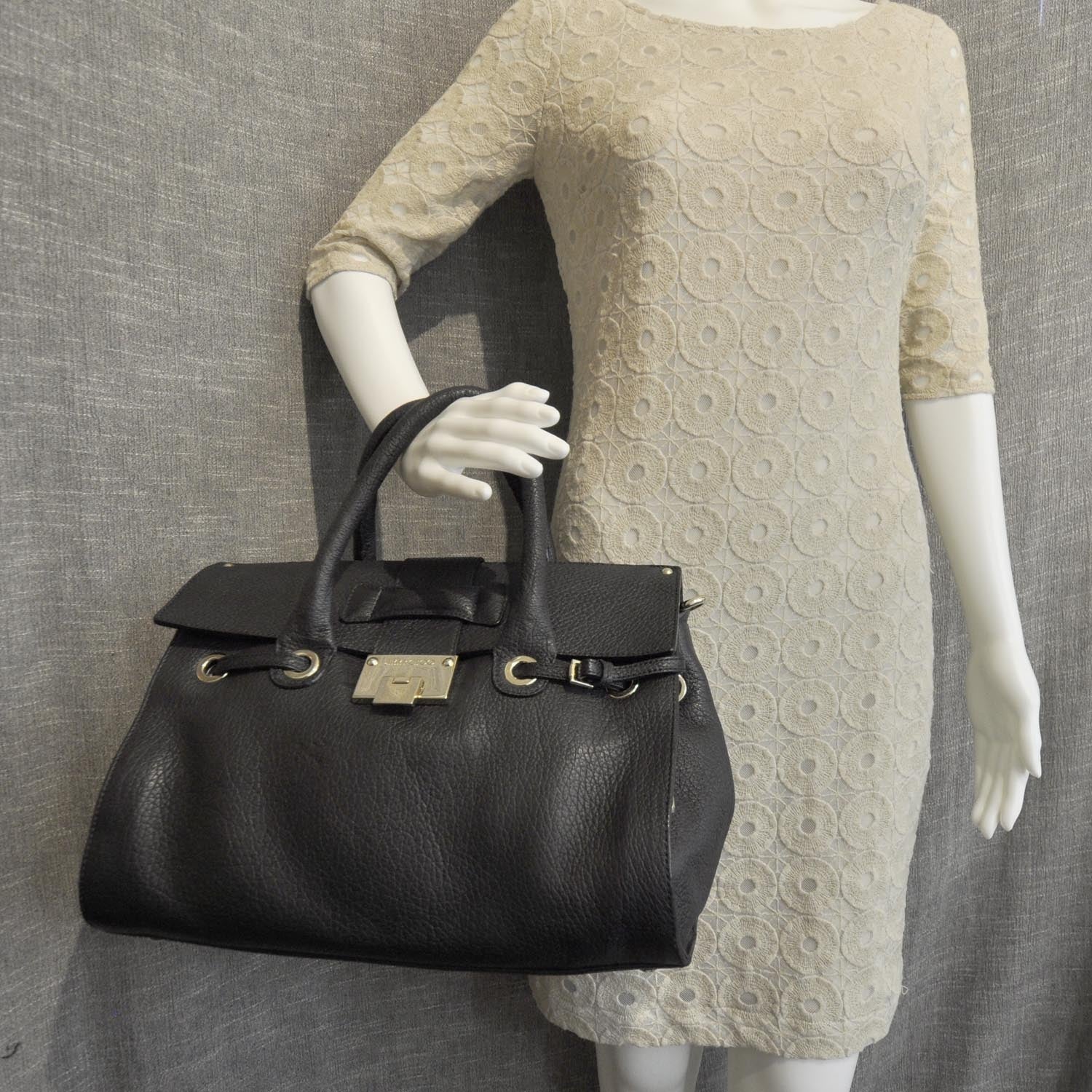 Jimmy Choo Calfskin Medium Rosalie Satchel Black 3 of 8