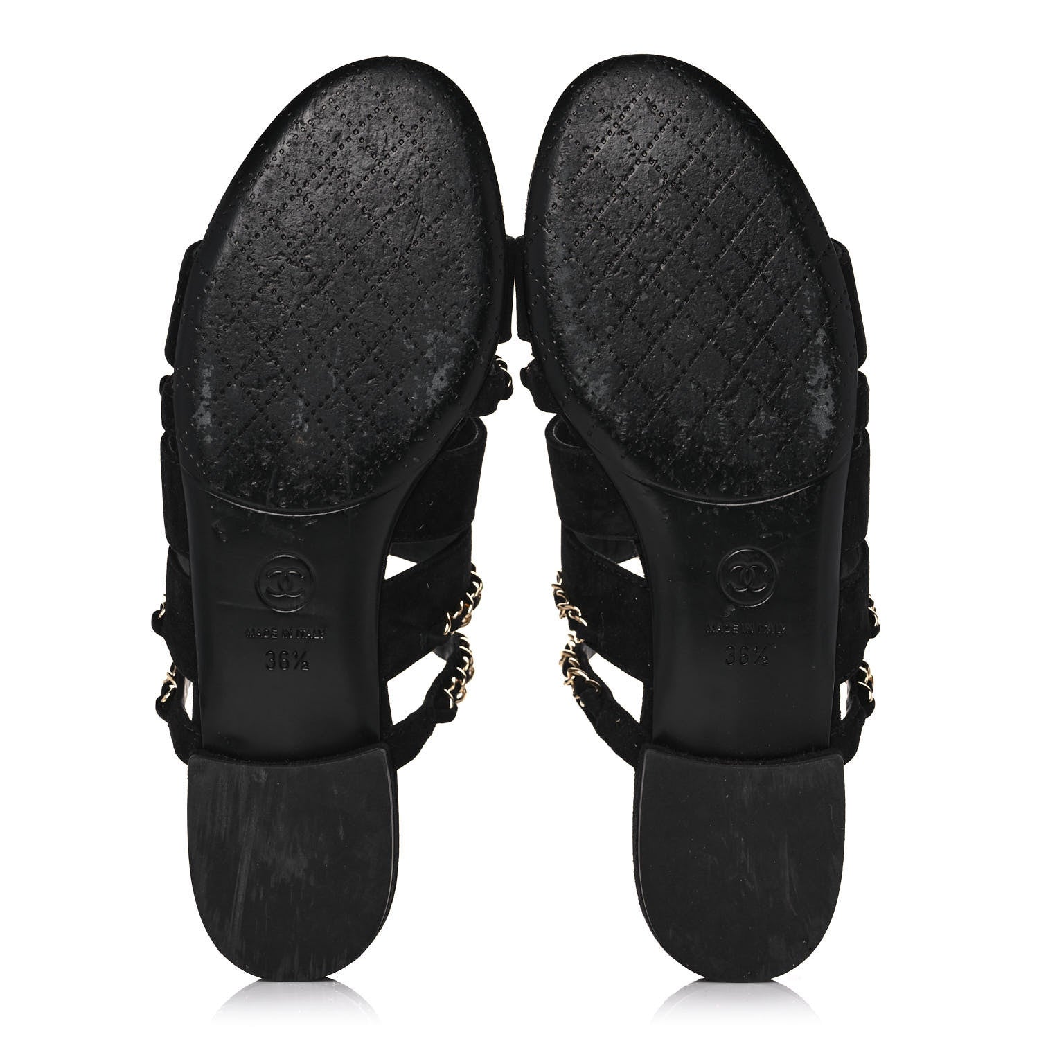 Chanel Suede Chain Mule Sandals 36.5 Black 5 of 10