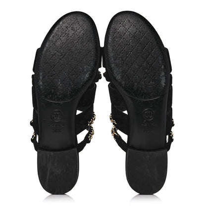 Chanel Suede Chain Mule Sandals 36.5 Black 5 of 10