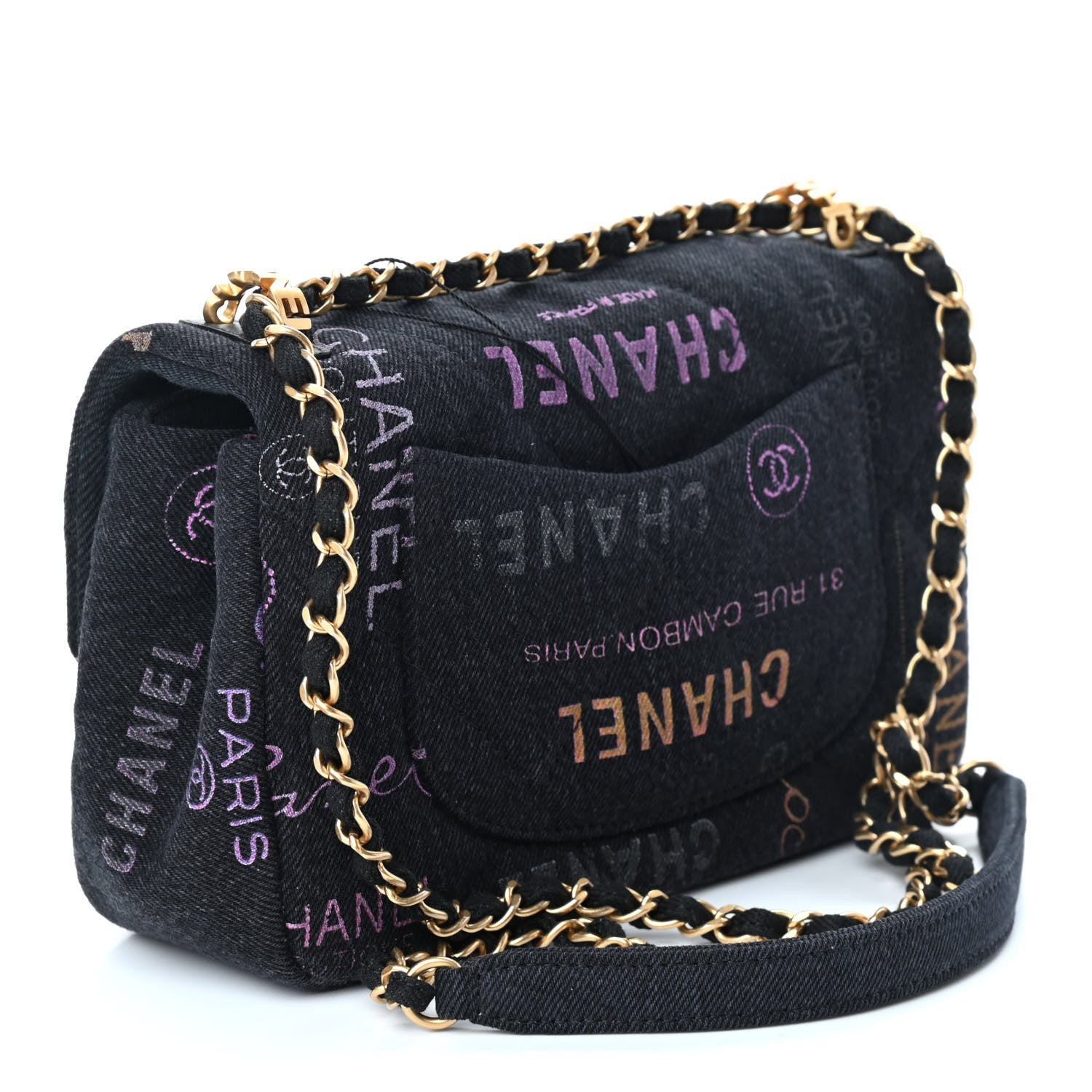 Chanel Denim Quilted Denim Mood Mini Rectangular Flap Black Multicolor 3 of 9