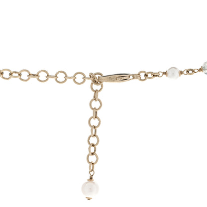 Chanel Pearl Bead Crystal CC Necklace Gold White 5 of 7