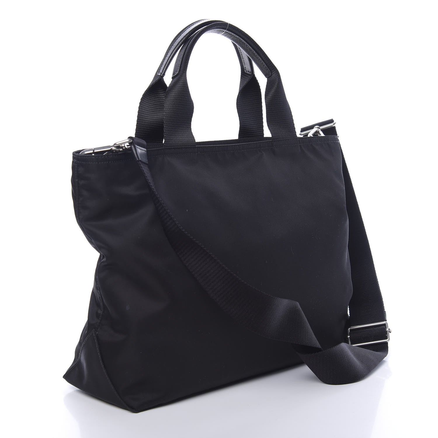 Prada Tessuto Nylon Saffiano Tote Black 4 of 11