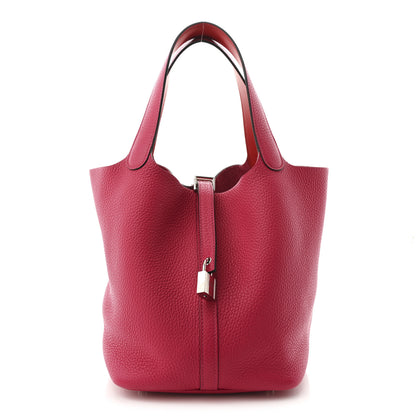 Hermes Taurillon Clemence Swift Eclat Picotin Lock 22 MM Rose Mexico Rouge De Coeur 1 of 10