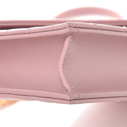 Saint Laurent Grain De Poudre Matelasse Chevron Monogram Envelope Chain Wallet Tender Pink 10 of 11