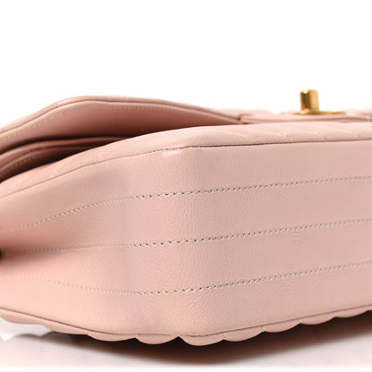 Chanel Calfskin Chevron Quilted Medium Double Flap Light Pink 7 of 8