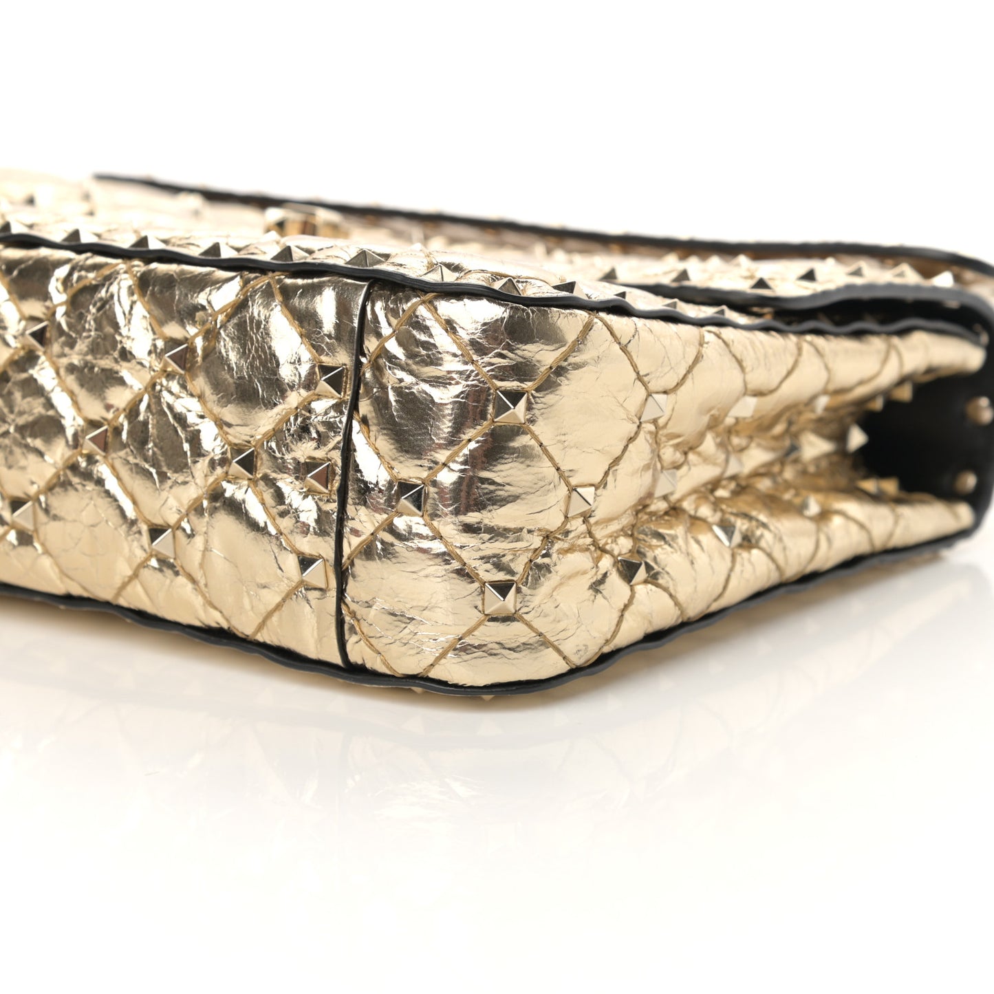 Metallic Wrinkled Lambskin Medium Rockstud Spike Shoulder Bag Mekong