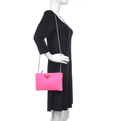 Prada Tessuto Nylon Soft Padded Crossbody Clutch Rosa Fluo 2 of 8