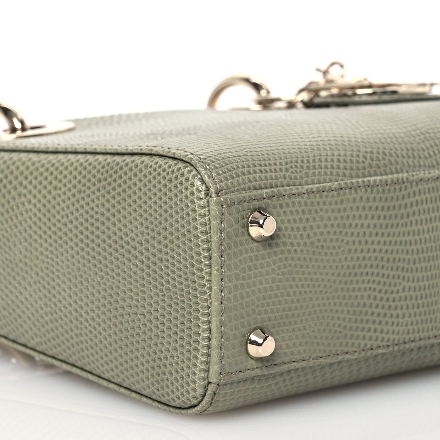 Christian Dior Lizard Mini Lady Dior  Vert Saule 9 of 16