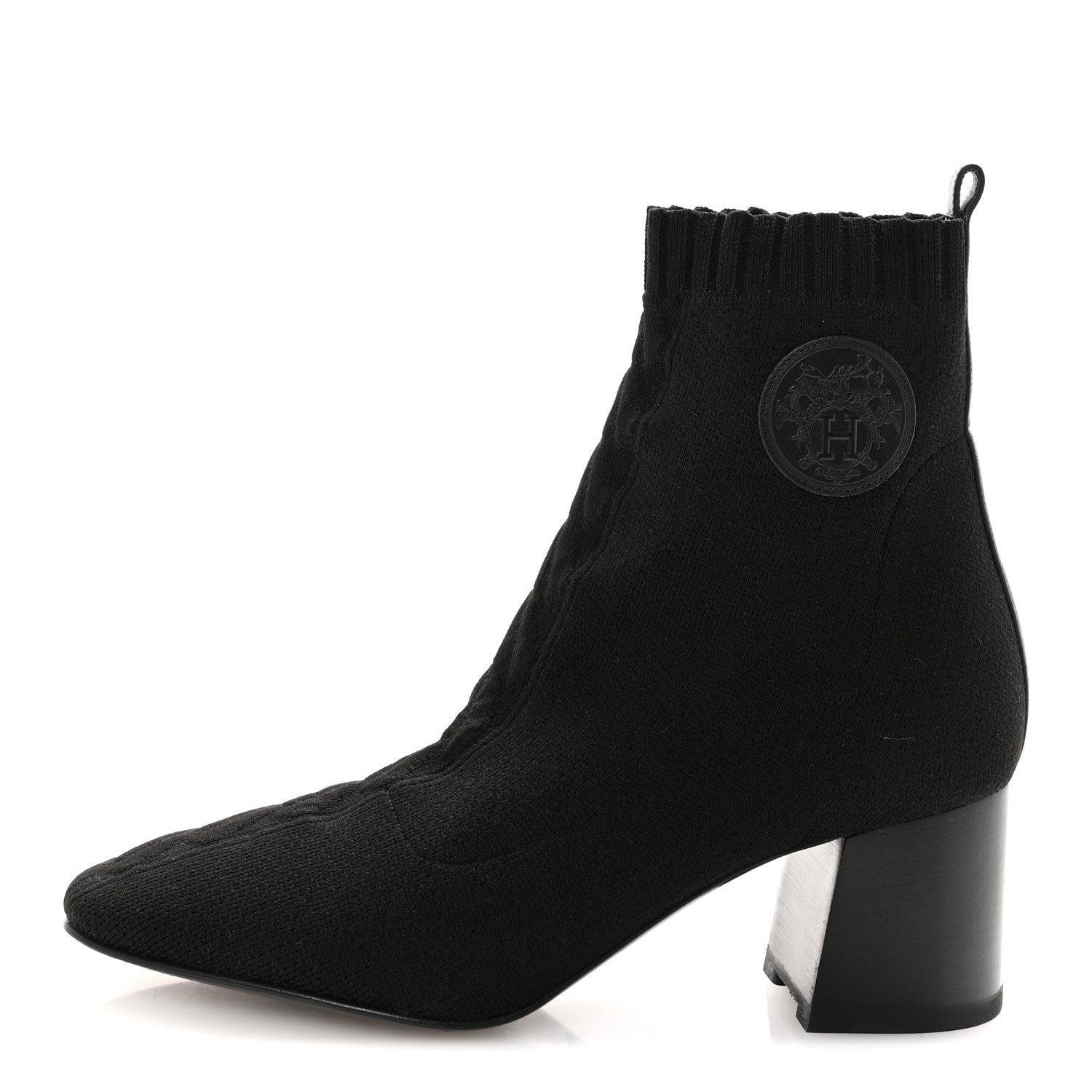 Hermes Knit Calfskin Volver 60 Ankle Boots 40 Black 1 of 8