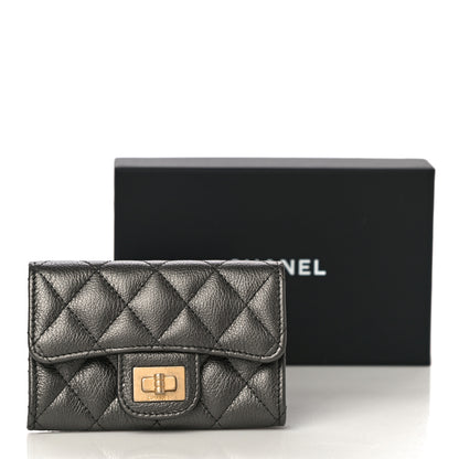 Chanel Metallic Calfskin Quilted Reissue Flap Card Holder Charcoal 12 of 12