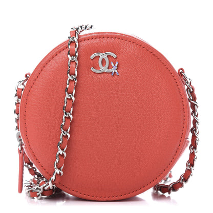 Chanel Goatskin Round Clutch With Chain Red 1 of 10