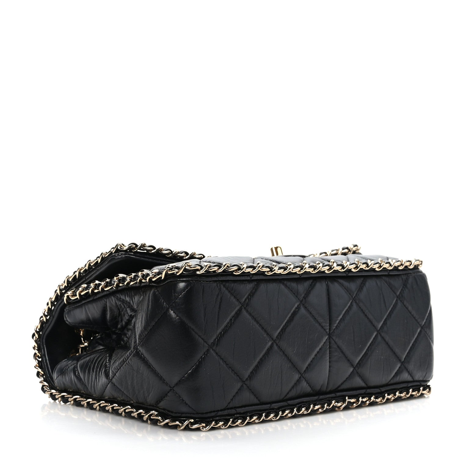 Chanel Crumpled Calfskin Medium Chain All Over Flap Black 4 of 9