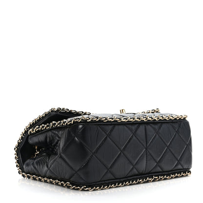 Chanel Crumpled Calfskin Medium Chain All Over Flap Black 4 of 9