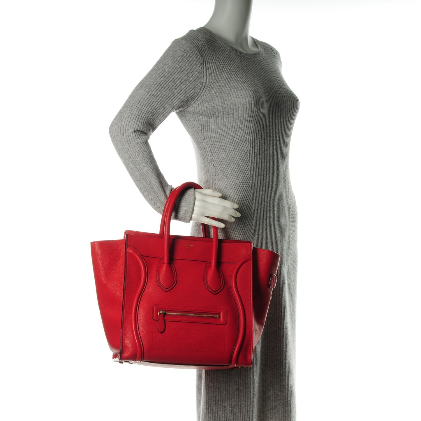 Drummed Calfskin Mini Luggage Coquelicot