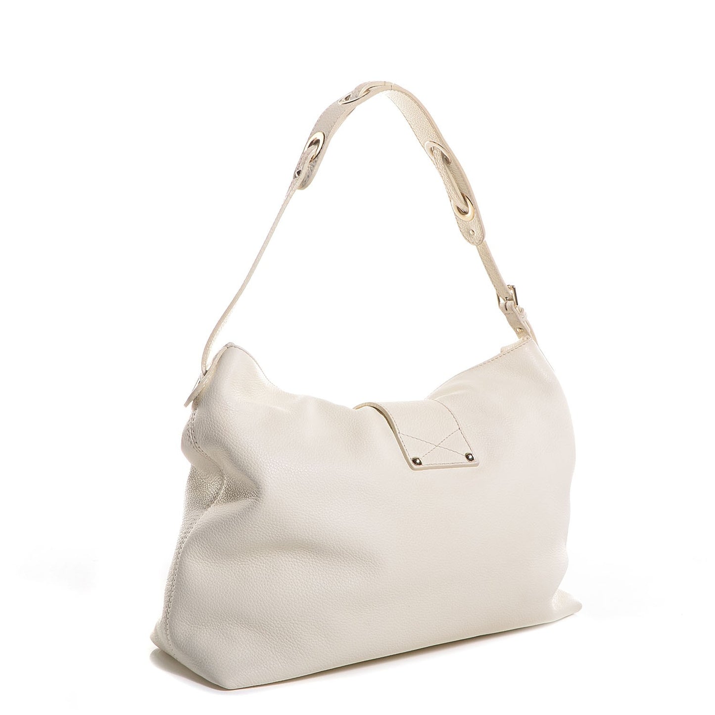 Grainy Calfskin Small Rachel Shoulder Bag White